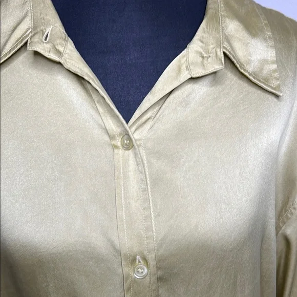 Evan Picone SILK light olive green long sleeve Blouse - Picture 10 of 11